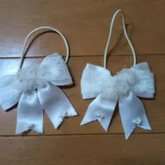 アイボリー リボン ヘアバンド 2個セット