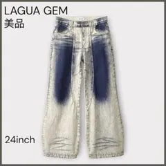 【ラグアジェム】ウォッシュプリントフレアデニム/美品/たぽっとシルエット/人気 ラグアジェム】ウォッシュプリントフレアデニム/美品/たぽっと