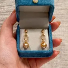 S大珠11mm★メタリック金棕色 エジソンパール 幾何学 ピアス 揺れる お洒落