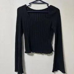 Dazy ブラック リブ編み 長袖 Tシャツ M