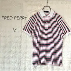 フレッドペリー　ポロシャツ　刺繍ロゴ　半袖シャツ　XLサイズ　ボーダー　古着 FRED PERRY ポロシャツ 太ボーダー マルチカラー 刺繍ロゴ - メルカリ