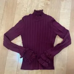 1回のみ着用 ZARA ハイネック ニット S バーガンディ ワインレッド