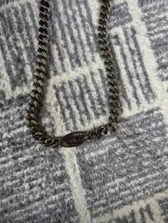 美品 DIESEL ディーゼル ロングネックレス バープレート シルバー 2連