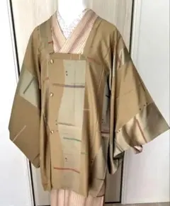 道行コート◆正絹◆ベージュ系♦︎抽象柄