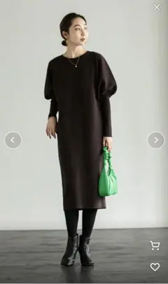 NOBLE ノーブル スポンジボンディング ワンピース 38 グレー ロング丈