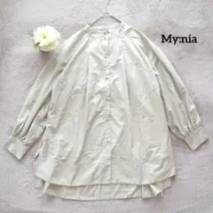 マイニア My:nia バンドカラーブラウス シャツ 体型カバー M ナチュラルのサムネイル