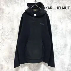 【KARL HELMUT】フリースパーカー ブラック M ロゴ刺繍