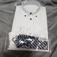 ホワイト長袖シャツとネクタイセット 145-155cm