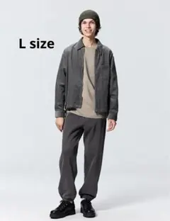 【超美品】GU ウォームデニムストレッチワイドパンツ+E ダークグレー L