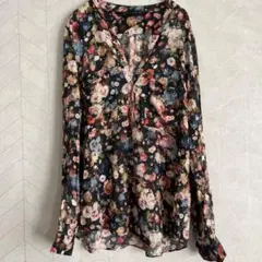 ZARA ザラ 花柄 総柄 薄手長袖プルオーバーシャツ 春夏 バラ