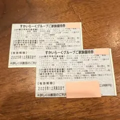 すかいらーくグループ 優待券 25%割引券 2枚