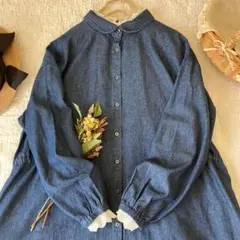 新品★サマンサモスモス★後リボンの可愛い＊デニム＊シャツワンピース