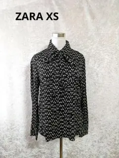 ZARA 花柄リボン付き長袖ブラウス XS