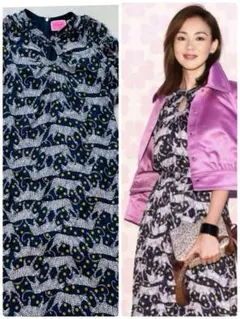 ケイトスペードニューヨーク SHIHO着用 ワンピース ネイビー シルク混