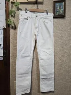 ホワイト ストレートデニムパンツ(スリムフィット)　アバハウス　古着