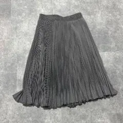 ストライプ プリーツスカート ブラック ホワイト ロング 古着
