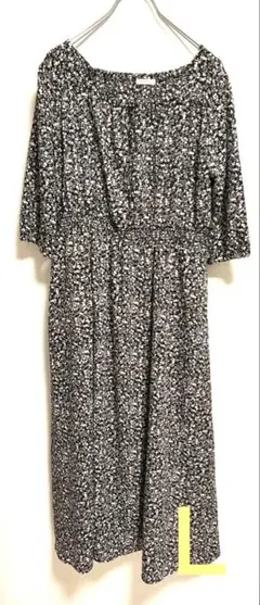 GLACIER ワンピース 花柄 五分袖 Lサイズ ロング丈