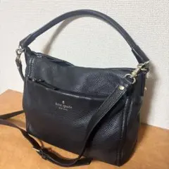 ✨美品✨ケイトスペード ショルダーバッグ2way レザー　シボ革 黒 ブラック