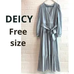 【美品】DEICYデイシー カシュクールフレアミディワンピース ウエストリボン