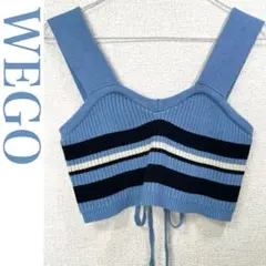 WEGO クロップドニットベスト ストライプ
