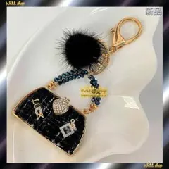 超人気新品入荷★ショルダーバック★チェック柄★黒★キーホルダー★バッグチャーム