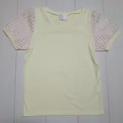 Emsexcite 半袖 デザイン トップス イエロー メッシュスリーブTシャツのサムネイル