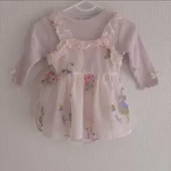新品　バースデイ　花柄刺繍　シフォン　ワンピース　ロンパースセット　80