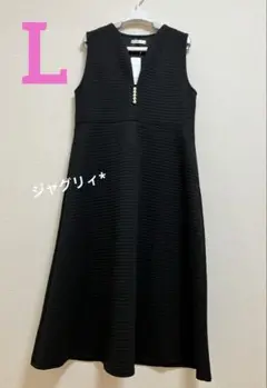 しまむら　キルティングジャンスカ　ワンピース 黒　 L