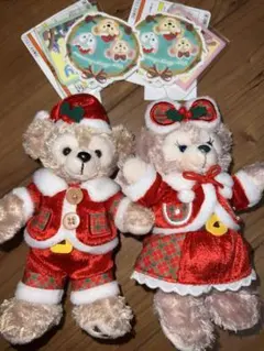 ダッフィー　シェリーメイ クリスマス　ぬいぐるみバッジ　2016 ぬいぐるみ