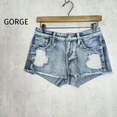 ゴージ　デニムショートパンツ　カットオフ　ダメージ加工　a6427