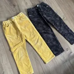 グローバルワーク　キッズ　Mサイズ　コーデュロイパンツ　イエロー　カモフラ