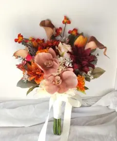 No.2509 ウェディングブーケ　クラッチブーケ　ブートニア　胡蝶蘭　造花