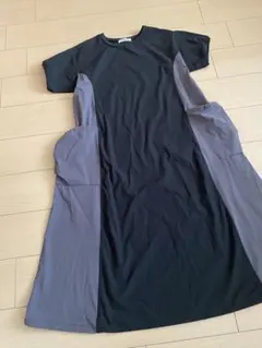 RODEO CROWNSブラックグレーポケット半袖ロング丈ワンピースバルーン