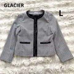 【美品】グラシア　ツイードノーカラージャケット　フォーマル　レディース　L