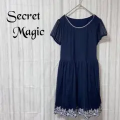 【シークレットマジック】 半袖 ワンピース チュール レース 裾刺繍 サイズ2のサムネイル
