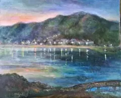 保田三友紀の新作油絵F８号 「 平池の遊歩道」額縁無し