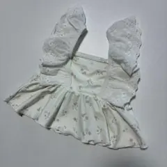 mamaraku キッズ水着 女の子 花柄 フリル ホワイト