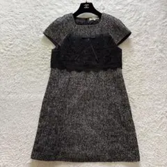 大きいサイズ　 スーパービューティー　ツイードワンピース　リボンレース