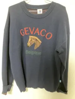 GEVACO ネイビー 刺繍　ニット　セーター 42サイズ