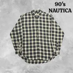 90s NAUTICA ノーティカ グリーン系 BDチェックシャツ