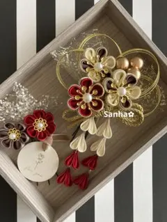 T-1148 つまみ細工 髪飾り 水引 卒業式 成人式 結婚式 七五三 髪飾り