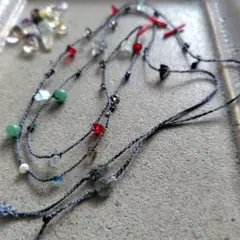 ラリエット　天然石 ビーズ ネックレス ハンドメイド