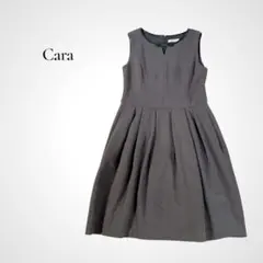 日本製★Cara ノースリーブ タック入 フレアワンピース M 上品 クラシカルのサムネイル