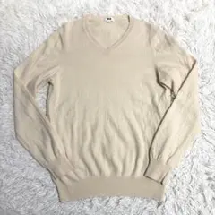 UNIQLO カシミヤ100% Vネック セーター ベージュ Lサイズ
