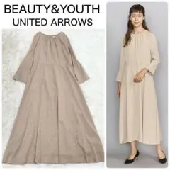 【美品】BEAUTY&YOUTH ジャカードサテンフレアドレス