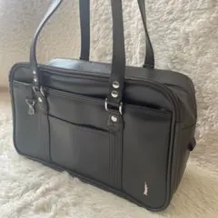 イーストボーイ　スクールバッグ　ダークブラウン　女神刺繍　薄ピンク