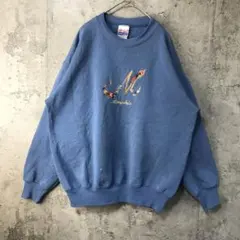 B1594古着　トレーナー　スウェット　青　90s Y2K