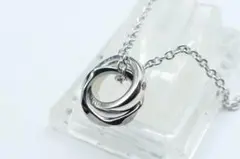 極美品　ライオンハート　ダブルリング　ネックレス　silver925　合成ダイヤ