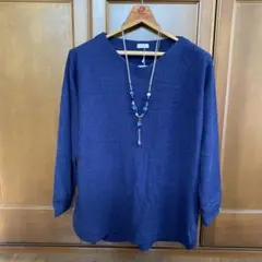 新品　noannu ノアンヌ　ネイビー 長袖 ニットチュニック　4L