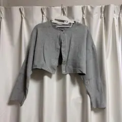 グレー クロップド丈 長袖カーディガン